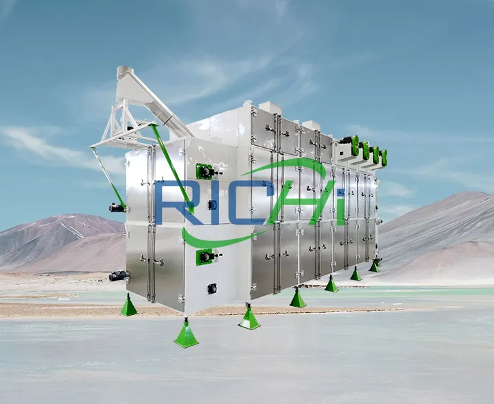 Wire mesh circulating dryer used in floating fish feed plant