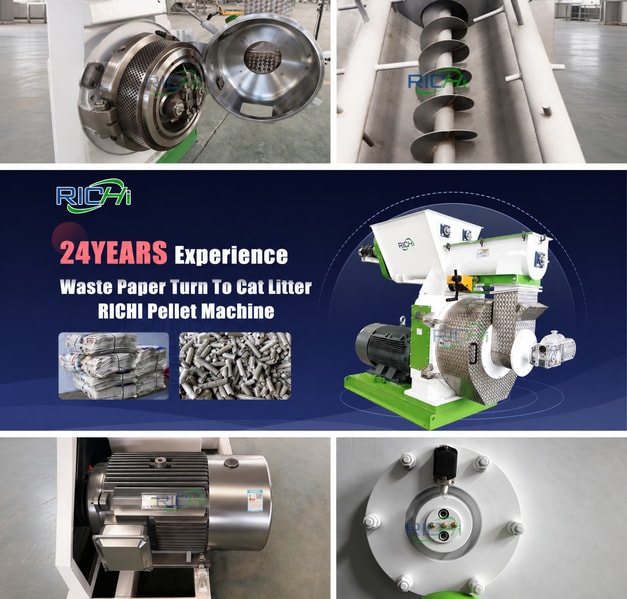 Paper pellet machine and components