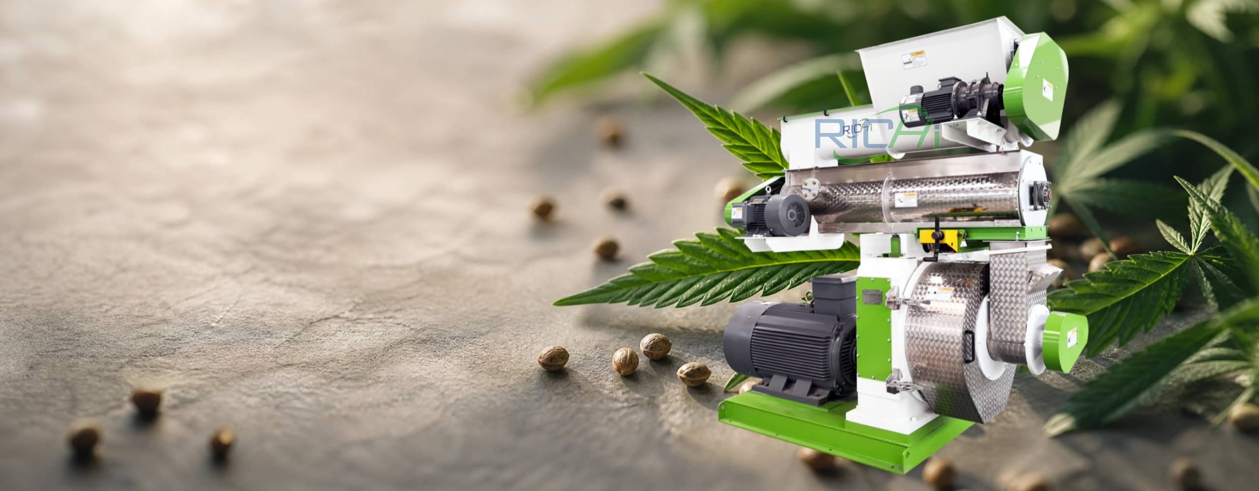 Banner voor henneppelletmachine