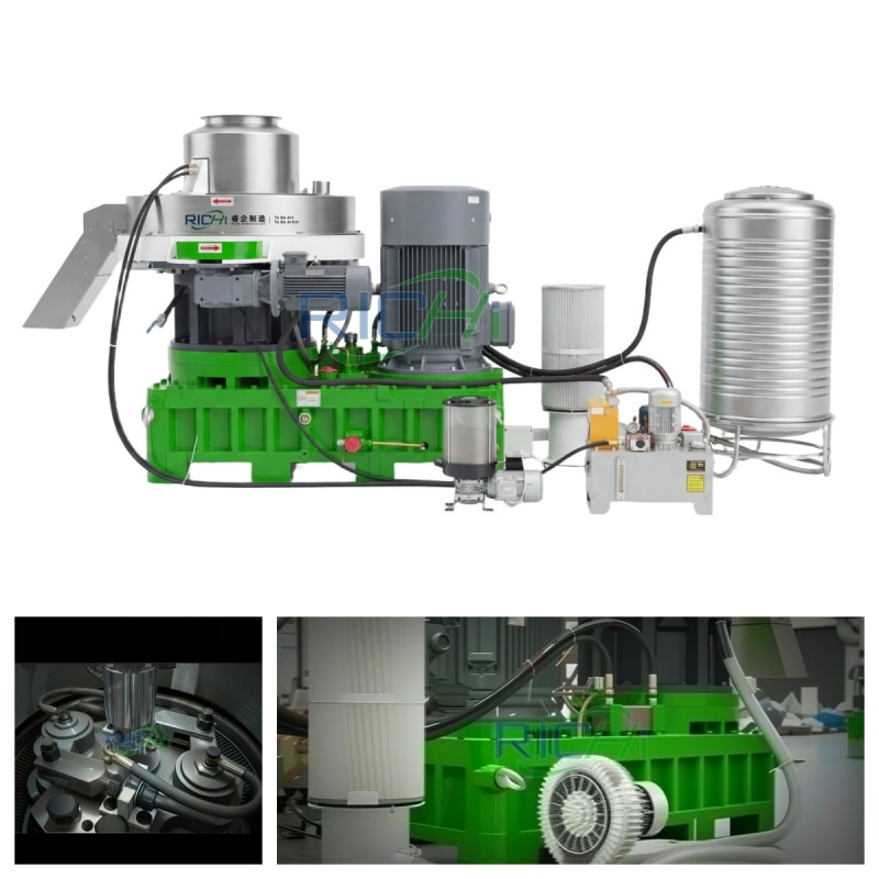 Vertical wood pellet machine and components