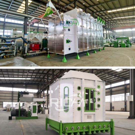 Belt dryer machine, pellet cooler