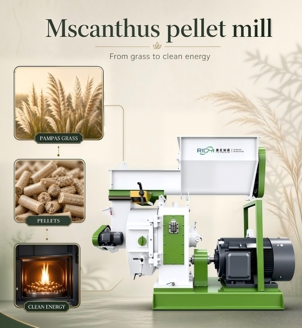 Miscanthus pellet production machine